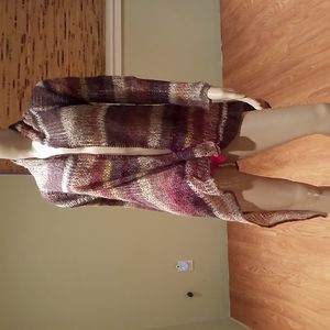 Relais Loose Knit Asymmetrical Hem Open Front Cardigan Size L